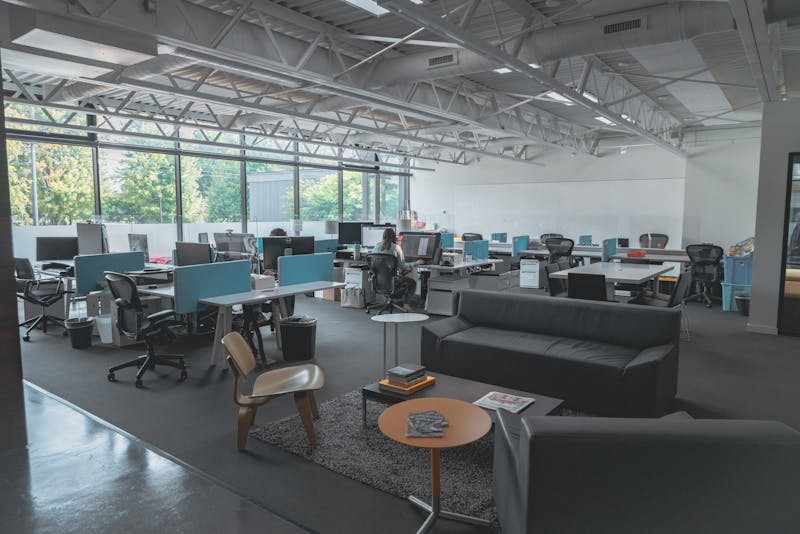 Modern office space with technology for client communication